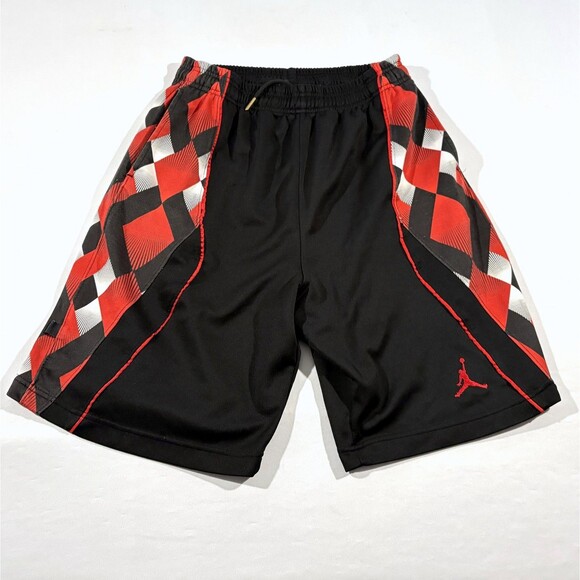 Air Jordan Jumpman YOUTH Long Basketball Shorts Black Red White Y2K VTG Sz XL - Picture 1 of 10